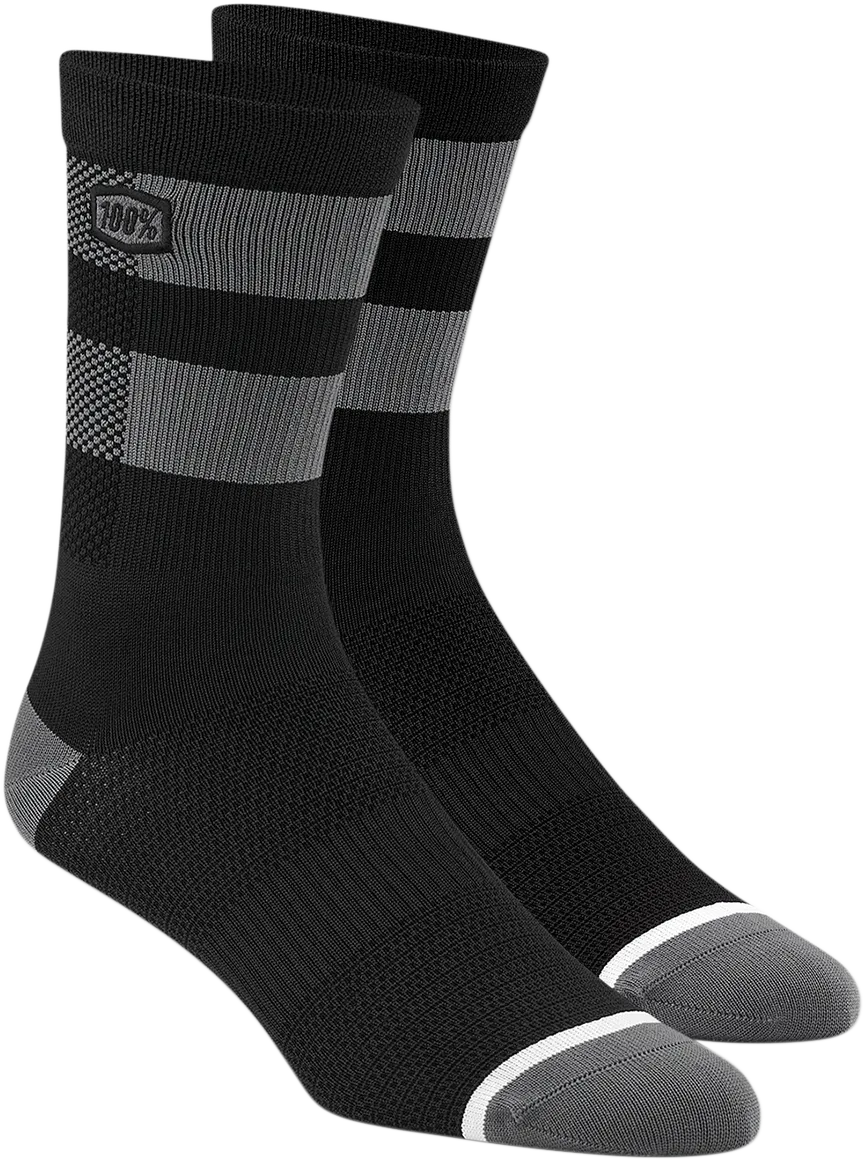 100% Flow Performance Socks - Black/Gray - Large/XL 20049-00003