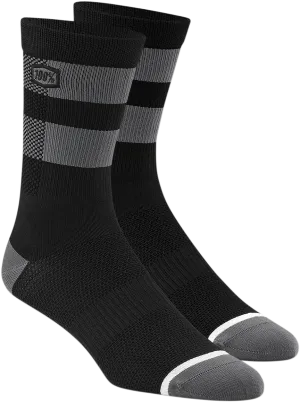 100% Flow Performance Socks - Black/Gray - Large/XL 20049-00003