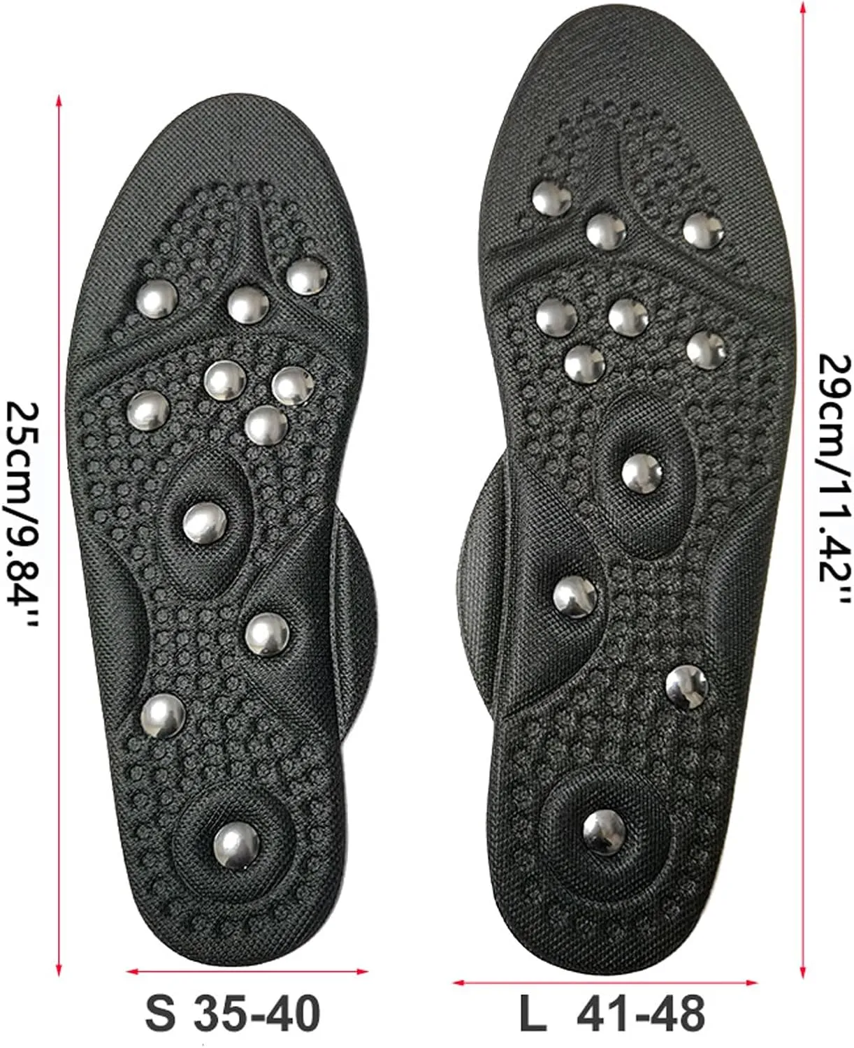 2 Pairs Acupressure Insoles, Magnetic Insoles, Magnetic Massage Insoles for Women Men, Orthopaedic Insoles, Reflexology Insoles, Shoe Inserts for Plantar Fasciitis,L,2 Pairs
