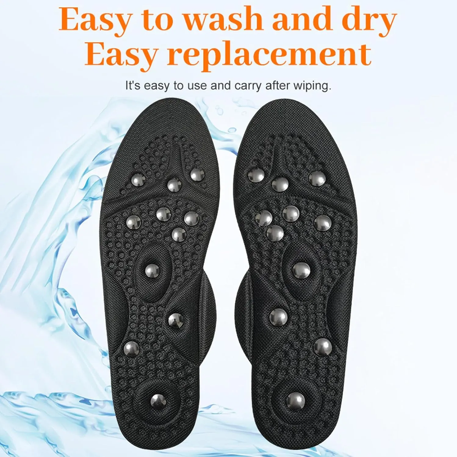 2 Pairs Acupressure Insoles, Magnetic Insoles, Magnetic Massage Insoles for Women Men, Orthopaedic Insoles, Reflexology Insoles, Shoe Inserts for Plantar Fasciitis,L,2 Pairs