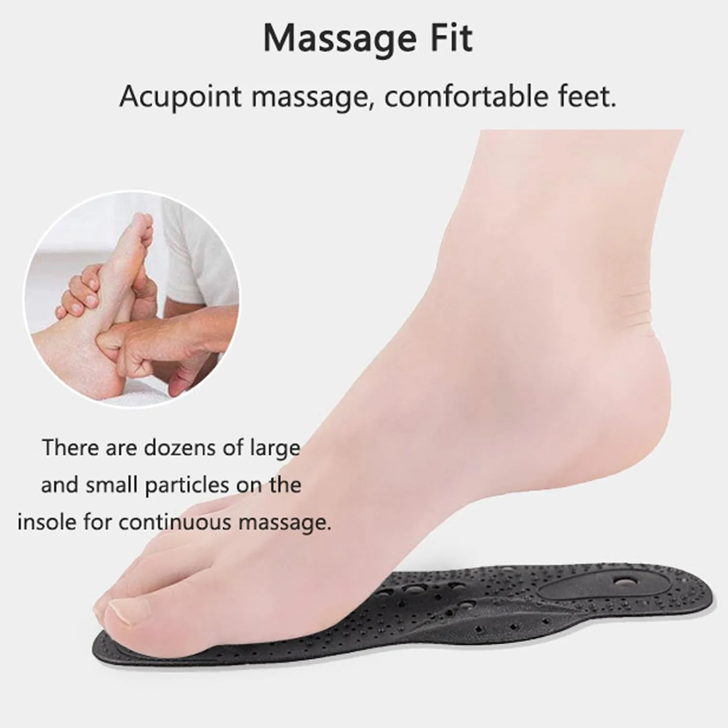 2 Pairs Magnetic Insoles, Magnetic Therapy Insoles, Orthopaedic Insoles Reflexology Acupressure Insoles Improve Blood Circulation Plantar Fasciitis Foot Health Care,L,Black