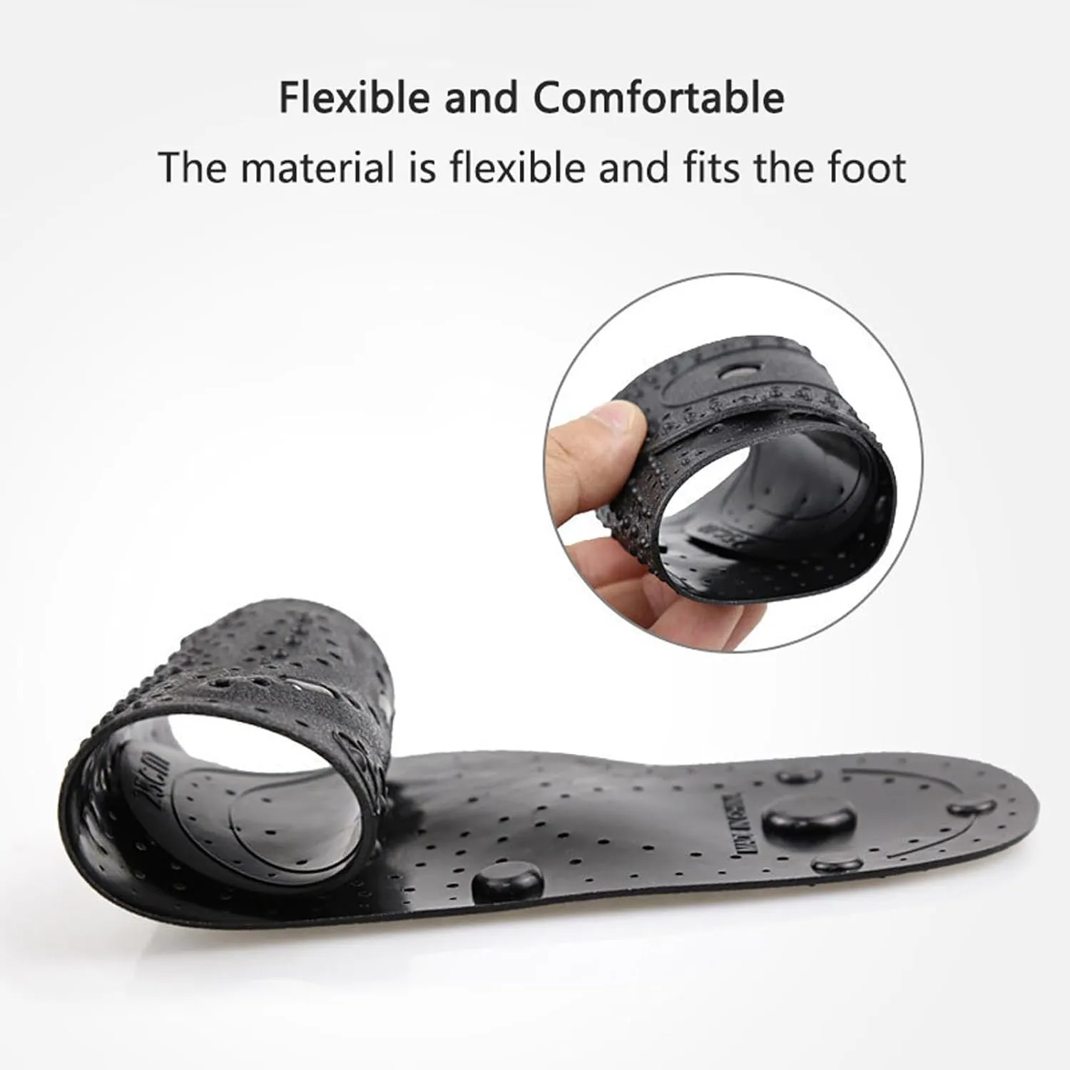 2 Pairs Magnetic Insoles, Magnetic Therapy Insoles, Orthopaedic Insoles Reflexology Acupressure Insoles Improve Blood Circulation Plantar Fasciitis Foot Health Care,L,Black