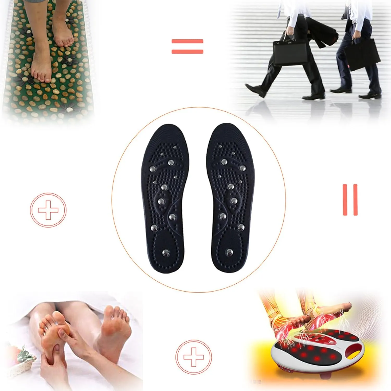 2 Pairs Magnetic Massage Insoles, Magnetic Insoles, Acupressure Insoles, Orthopaedic Insoles for Women and Men, Foot Circulation Fatigue Relief for Plantar Fasciitis,S,2 Pairs