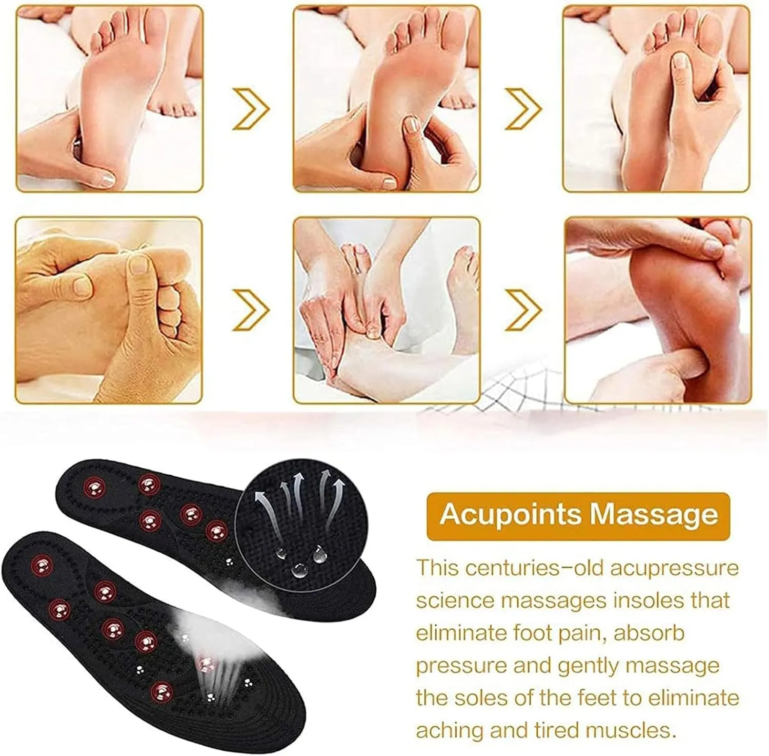 2 Pairs Magnetic Massage Insoles, Magnetic Insoles, Acupressure Insoles, Orthopaedic Insoles for Women and Men, Foot Circulation Fatigue Relief for Plantar Fasciitis,S,2 Pairs