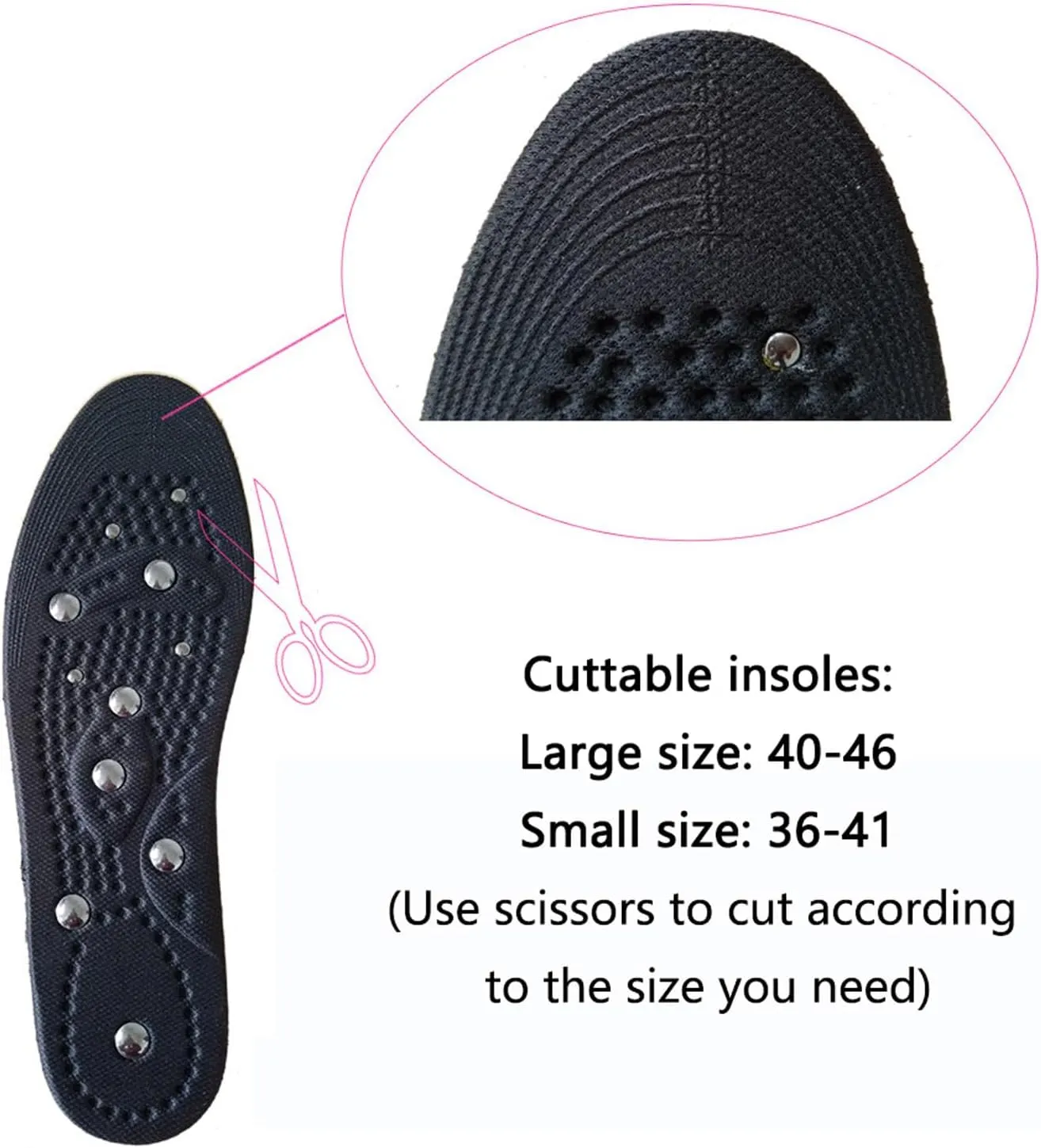 2 Pairs Magnetic Massage Insoles, Magnetic Insoles, Acupressure Insoles, Orthopaedic Insoles for Women and Men, Foot Circulation Fatigue Relief for Plantar Fasciitis,S,2 Pairs