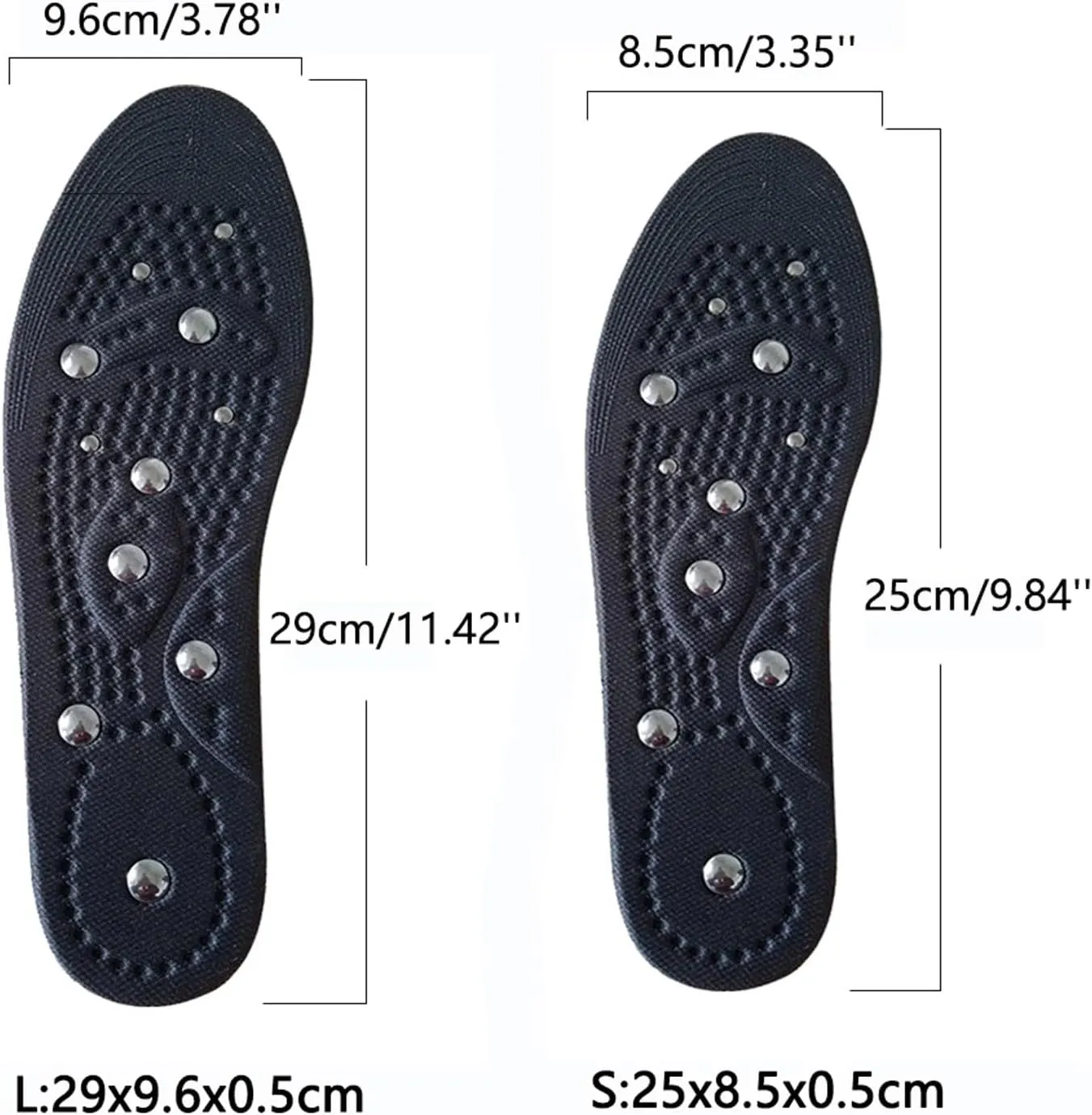 Acupressure Insoles, Magnetic Insoles, Magnetic Massage Insoles for Women Men, Orthopaedic Insoles, Reflexology Acupressure Insoles for Plantar Fasciitis,L, 2 Pairs