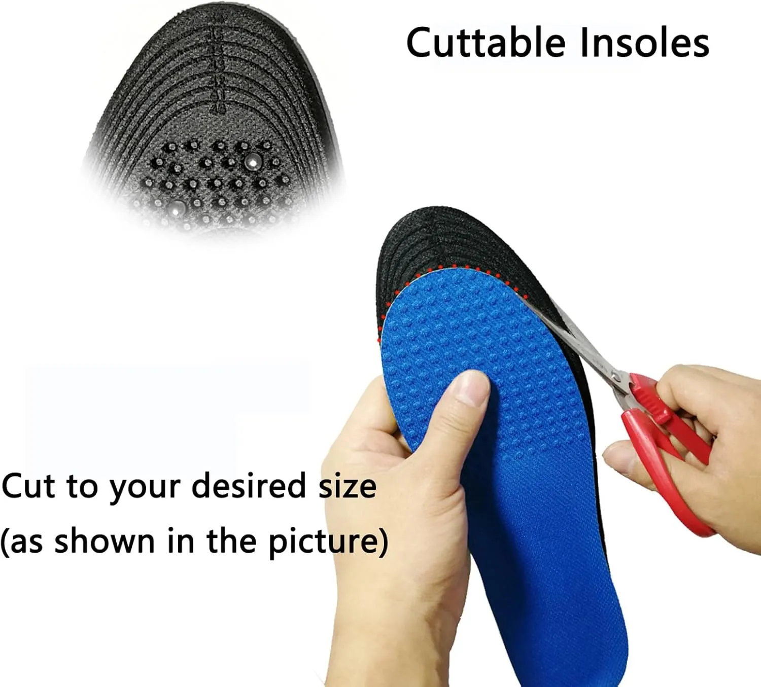 Acupressure Insoles, Magnetic Insoles, Magnetic Massage Insoles for Women Men, Orthopaedic Insoles, Reflexology Acupressure Insoles for Plantar Fasciitis,L, 2 Pairs