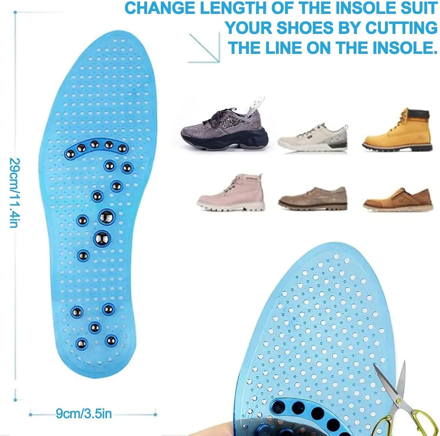 Acupressure Insoles Magnetic Insoles, Massage Insoles, Reflexology Insoles, Orthopedic Insoles Get Relief for Painful Feet, Magnetic Shoe Inserts for Plantar Fasciitis,1 Pair,Yellow