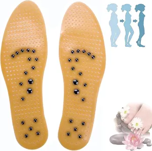 Acupressure Insoles Magnetic Insoles, Massage Insoles, Reflexology Insoles, Orthopedic Insoles Get Relief for Painful Feet, Magnetic Shoe Inserts for Plantar Fasciitis,1 Pair,Yellow