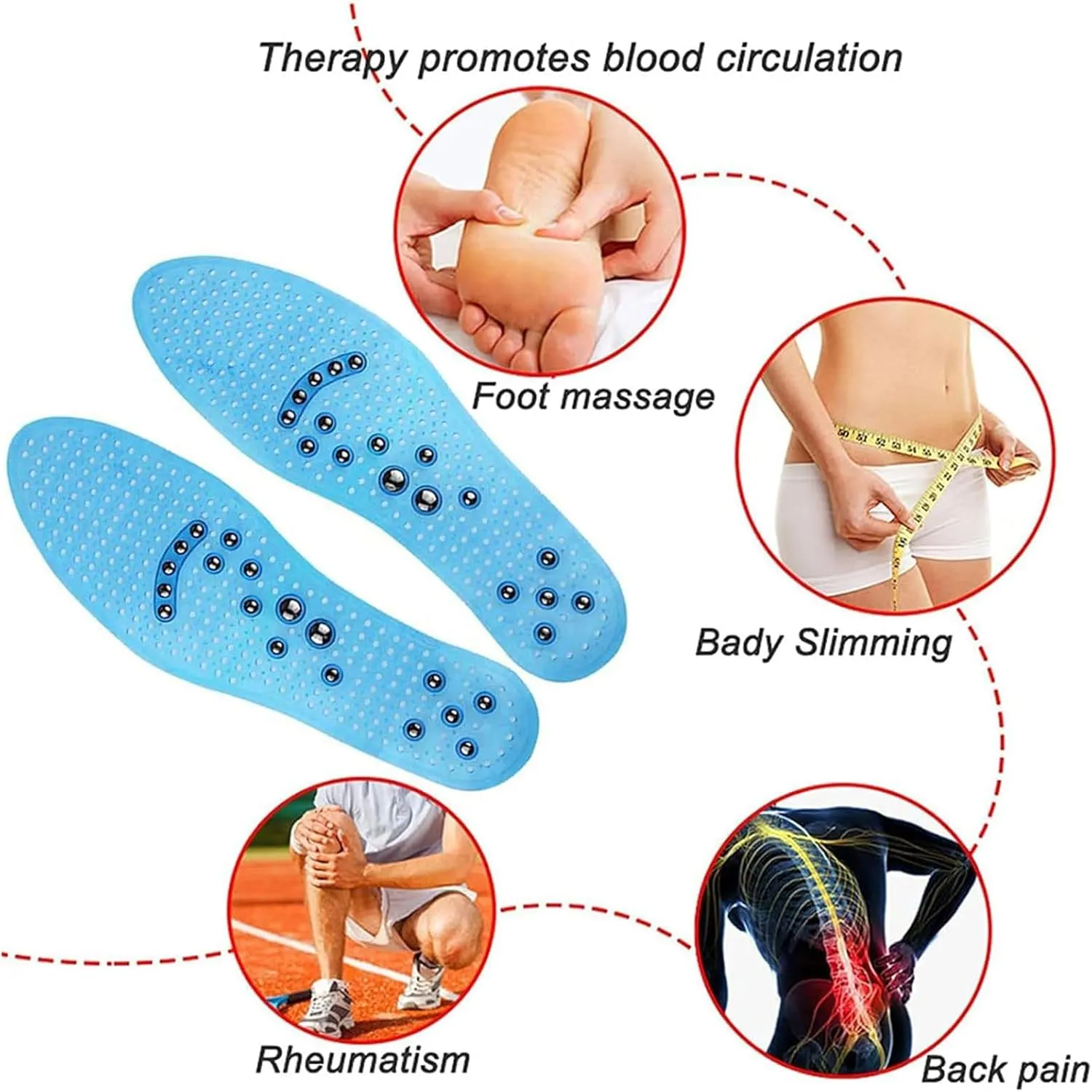 Acupressure Insoles Magnetic Insoles, Massage Insoles, Reflexology Insoles, Orthopedic Insoles Get Relief for Painful Feet, Magnetic Shoe Inserts for Plantar Fasciitis,1 Pair,Yellow