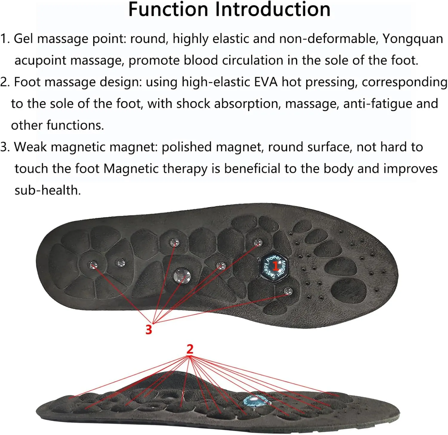 Acupressure Magnetic Insole, Magnetic Therapy Insoles, Reflexology Insoles, Massage Orthopedic Insoles, for Pain Relie Plantar Fasciitis, Weight Loss,L