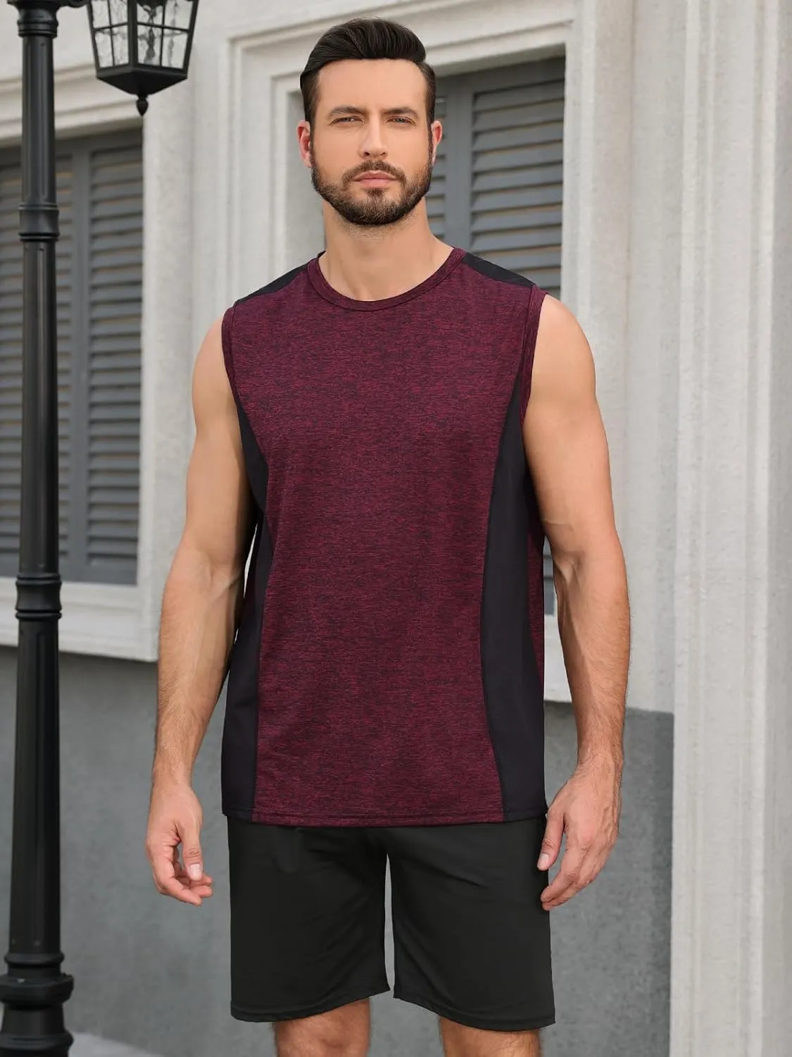 AMVELOP 4 Pack Men's Workout Tank Tops Sleeveless Quick Dry Gym Muscle Shirts