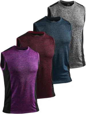 AMVELOP 4 Pack Men's Workout Tank Tops Sleeveless Quick Dry Gym Muscle Shirts