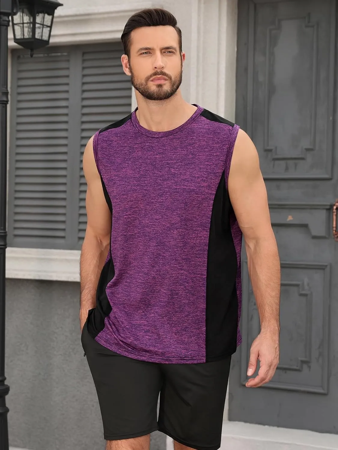 AMVELOP 4 Pack Men's Workout Tank Tops Sleeveless Quick Dry Gym Muscle Shirts