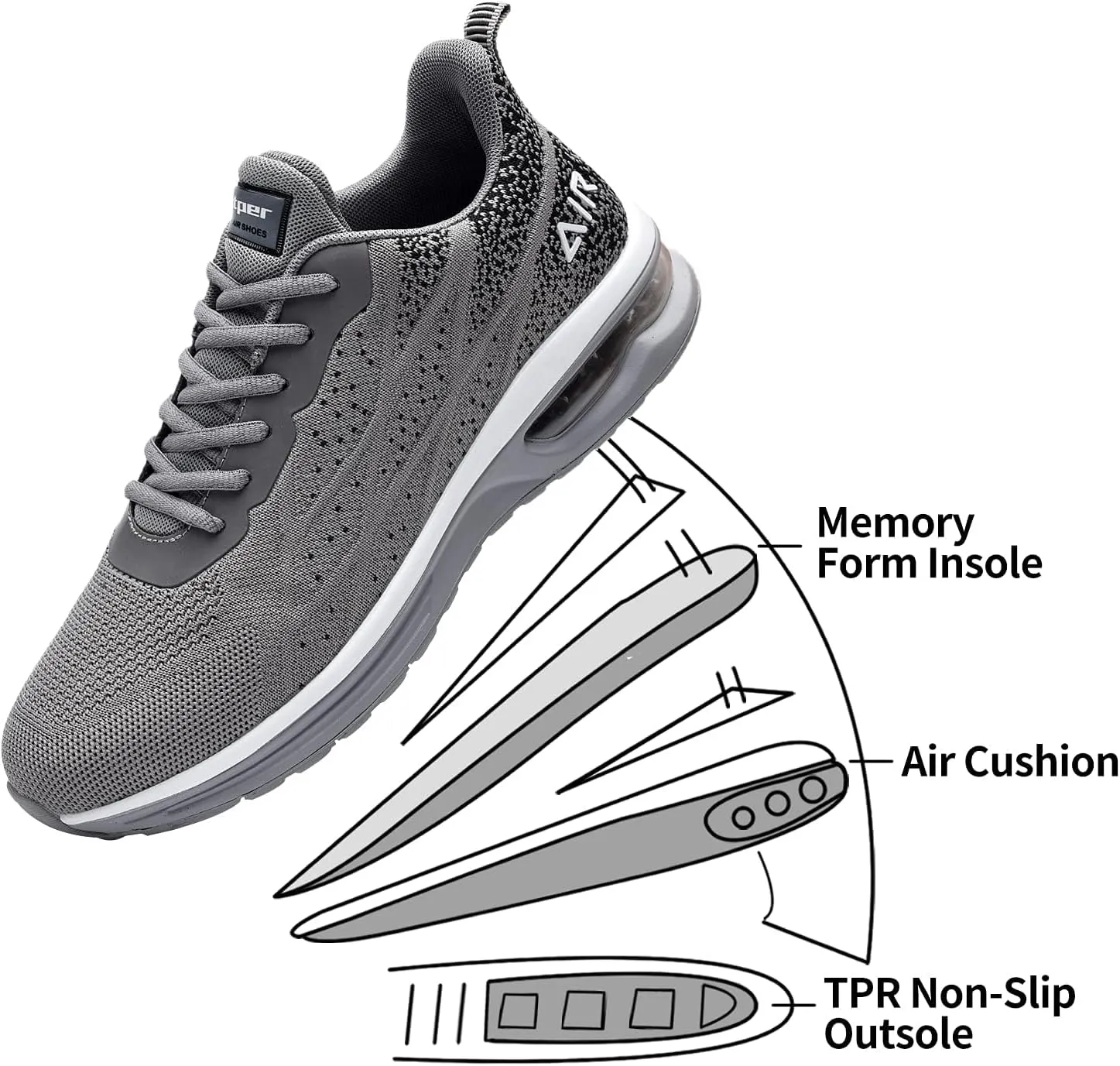 Autper Mens Athletic Running Tennis Shoes Lightweight Sport Gym Jogging Walking Sneakers US 7-US 12.5