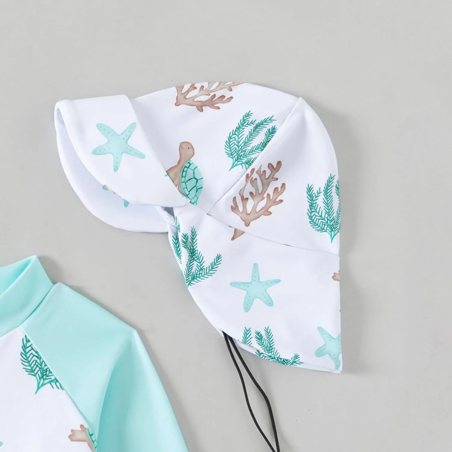 Baby Boys' Toddler Rash Guard Swimsuit Long Sleeve Sun Protection One Piece Zipper Bathing Suit with Sun Hat Beach Swimwear