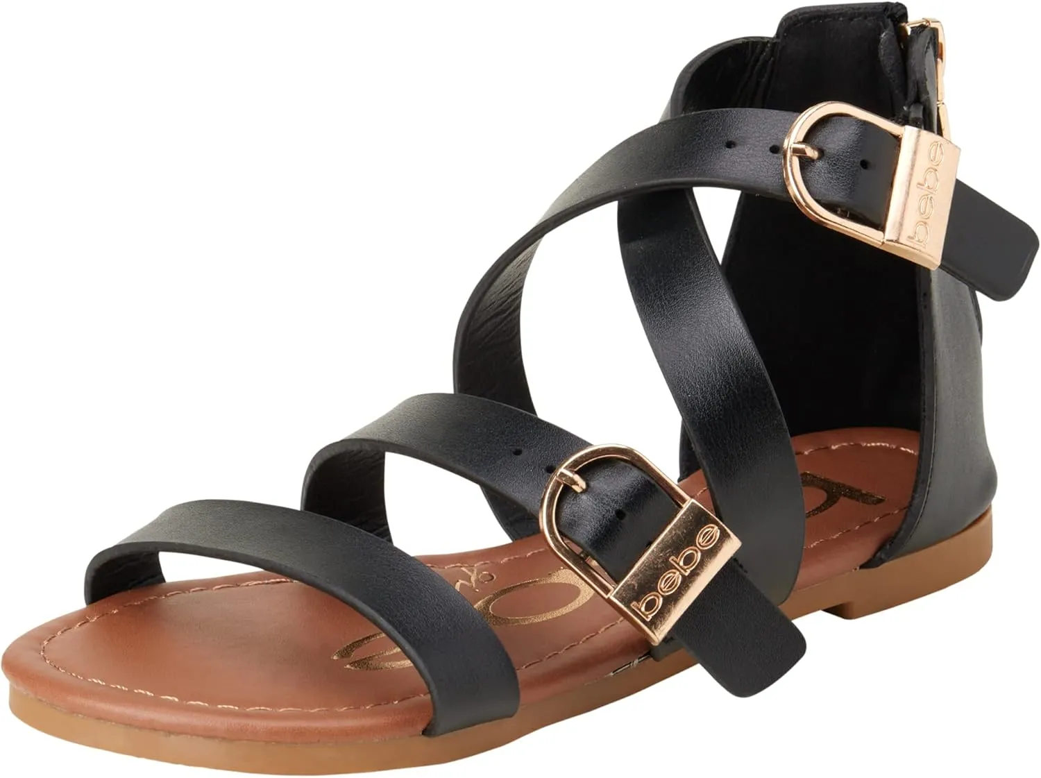 bebe Girls Sandals - Open Toe Summer Easter Strappy Flat Dress Gladiator Sandals with Cushioned Sole