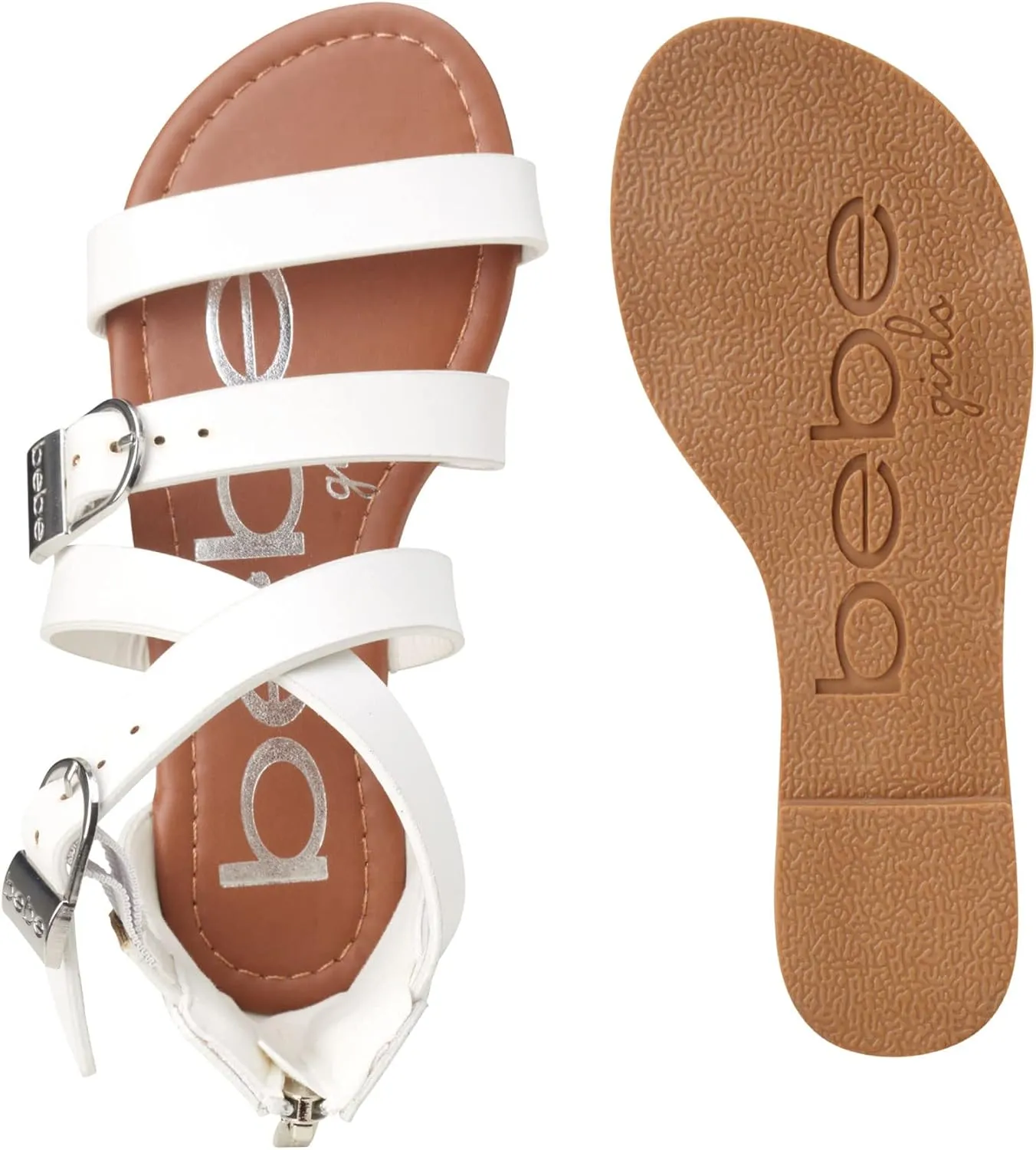 bebe Girls Sandals - Open Toe Summer Easter Strappy Flat Dress Gladiator Sandals with Cushioned Sole