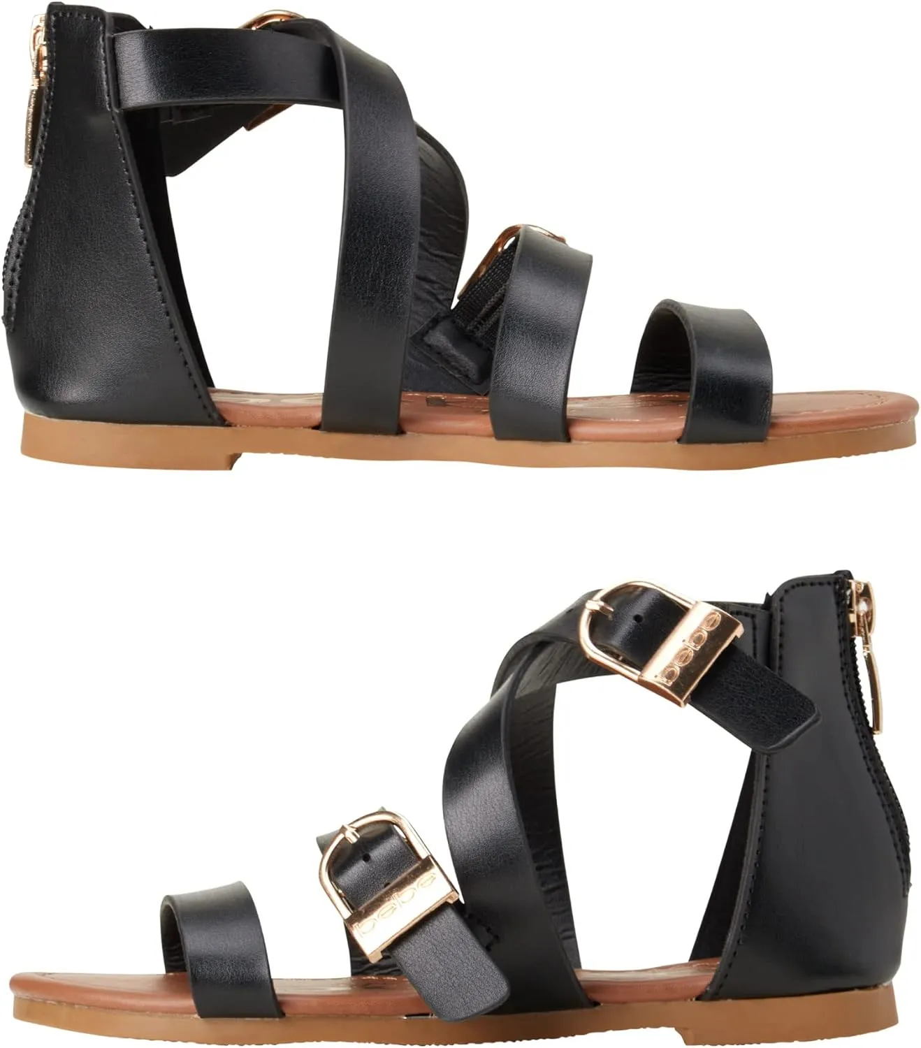 bebe Girls Sandals - Open Toe Summer Easter Strappy Flat Dress Gladiator Sandals with Cushioned Sole