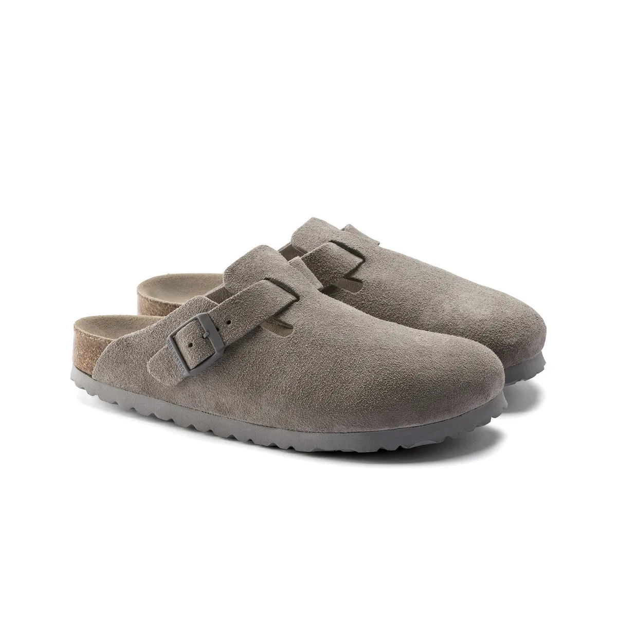 Birkenstock Unisex Boston Soft Footbed Suede Leather Clogs 1020526 Stone Coin, Narrow Width