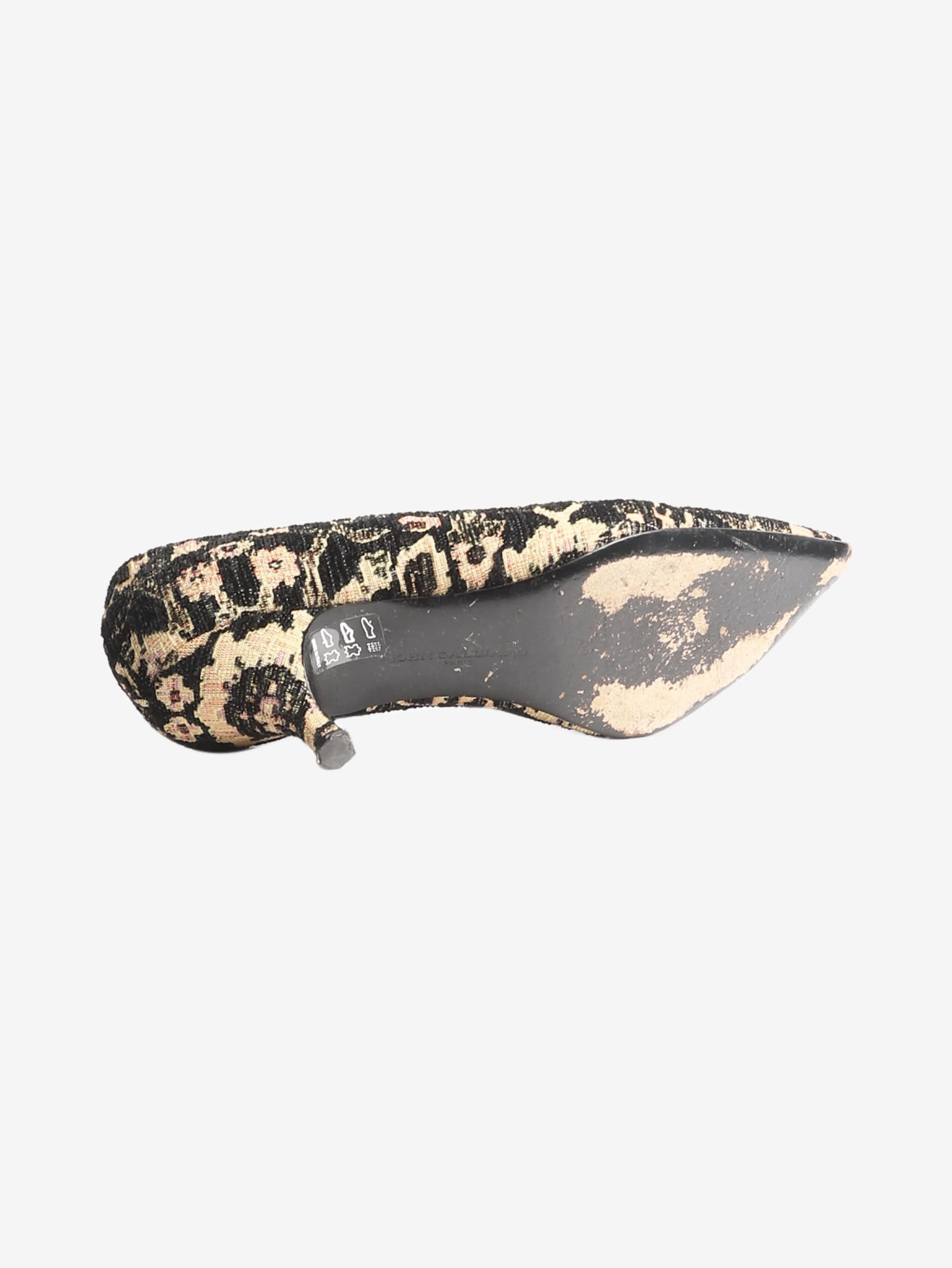 Black floral jacquard pumps - size EU 36