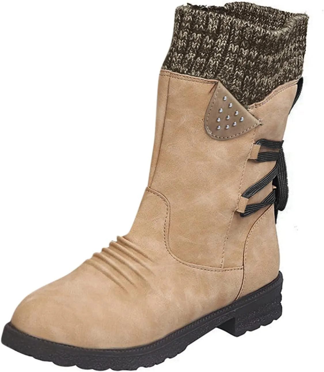 Black Snow Boots for Women Knee High Women's Waterproof Boots Women's Winter Fur Lined Ankle Boots Waterproof Cute Snow Boots for Woman Botas Nieve Trabajo