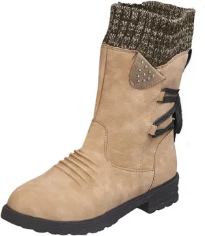 Black Snow Boots for Women Knee High Women's Waterproof Boots Women's Winter Fur Lined Ankle Boots Waterproof Cute Snow Boots for Woman Botas Nieve Trabajo