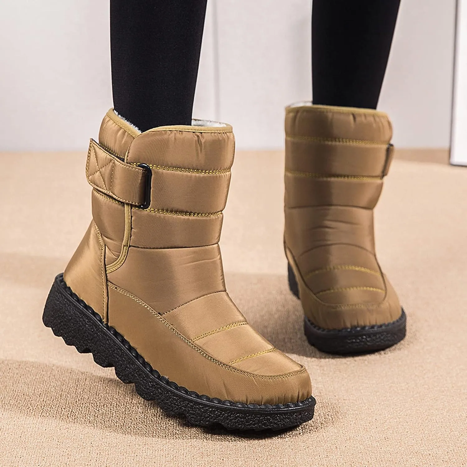 Black Winter Snow Boots for Women Cute Womens Platform Snow Boots Womens Boots for Snow Boots for Winter Waterproof Botas Largas De Invierno Para Mujer Con TacN