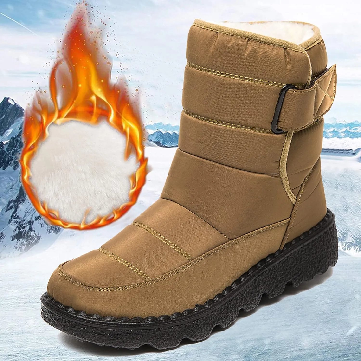 Black Winter Snow Boots for Women Cute Womens Platform Snow Boots Womens Boots for Snow Boots for Winter Waterproof Botas Largas De Invierno Para Mujer Con TacN