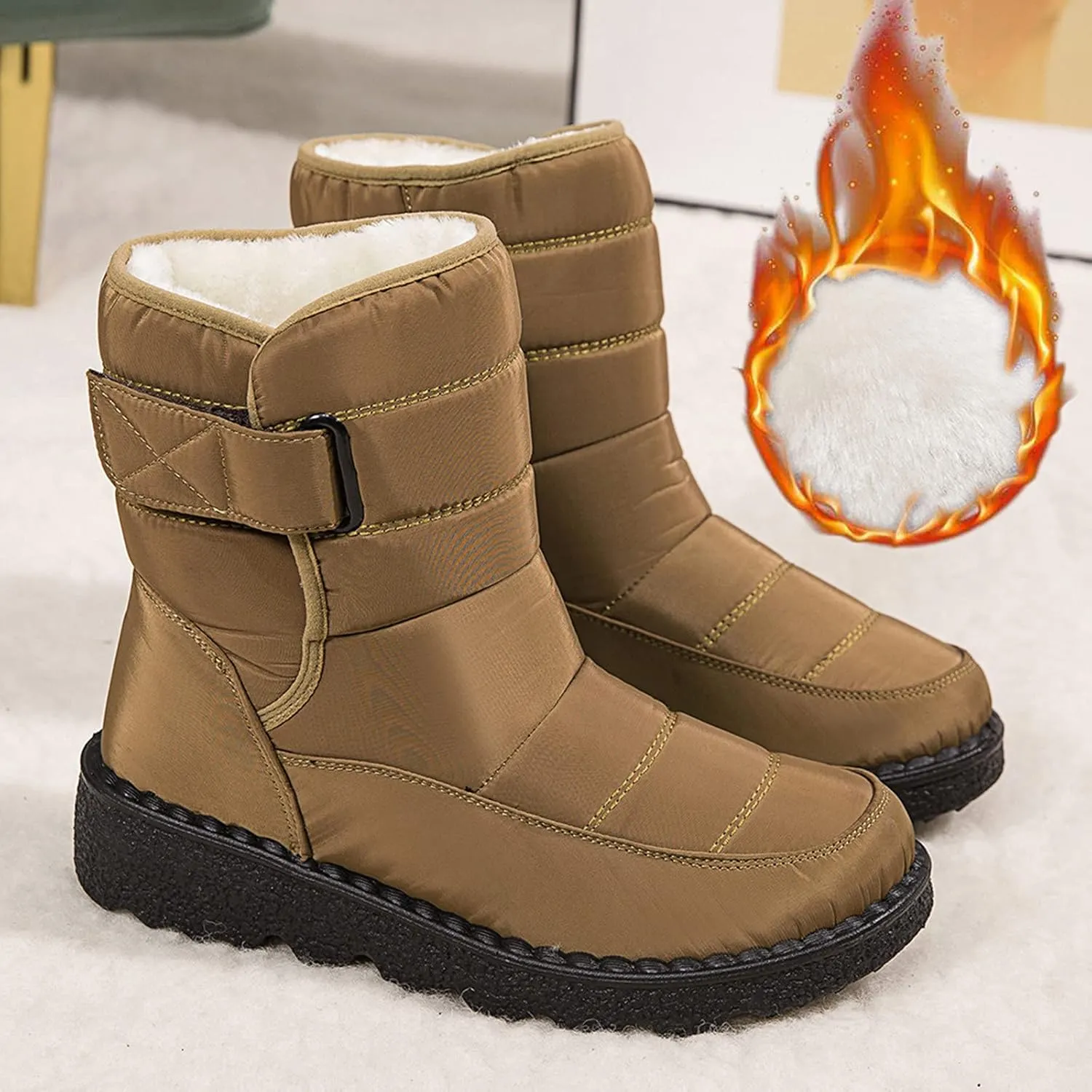 Black Winter Snow Boots for Women Cute Womens Platform Snow Boots Womens Boots for Snow Boots for Winter Waterproof Botas Largas De Invierno Para Mujer Con TacN