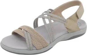 Boho Sandals for Women Slip On Summer Gladiator Open Toe Braided Slingback Shoes Dressy Bohemian Flats Shoes Outdoor