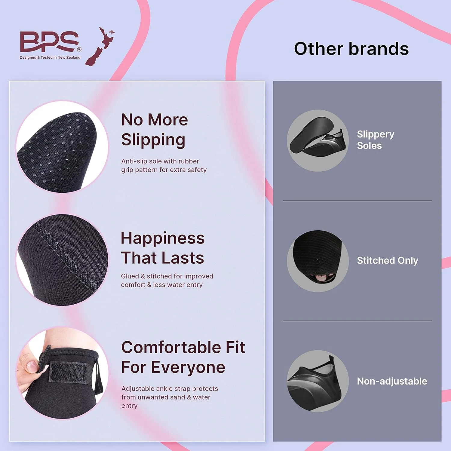 BPS Storm Neoprene Socks 3mm Water Socks Sand Proof Wetsuit Booties Sand Socks for Beach Volleyball Sand Soccer Sports