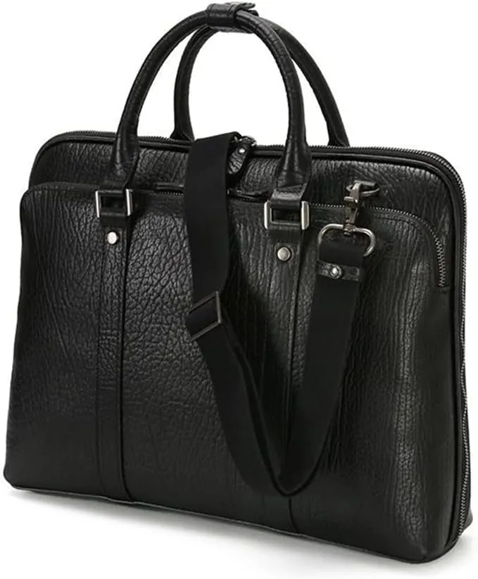 Business Men's Handbag Briefcase Shoulder Crossbody Bag Genuine Layer Cowhide Leather Men's Bag(E)