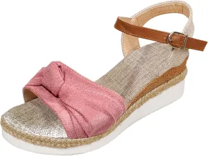 Cathalem Summer Sandals for Women 2024 Womens Wedge Sandals Comfortable Open Toe Ankle Strap Low Wedges for Women