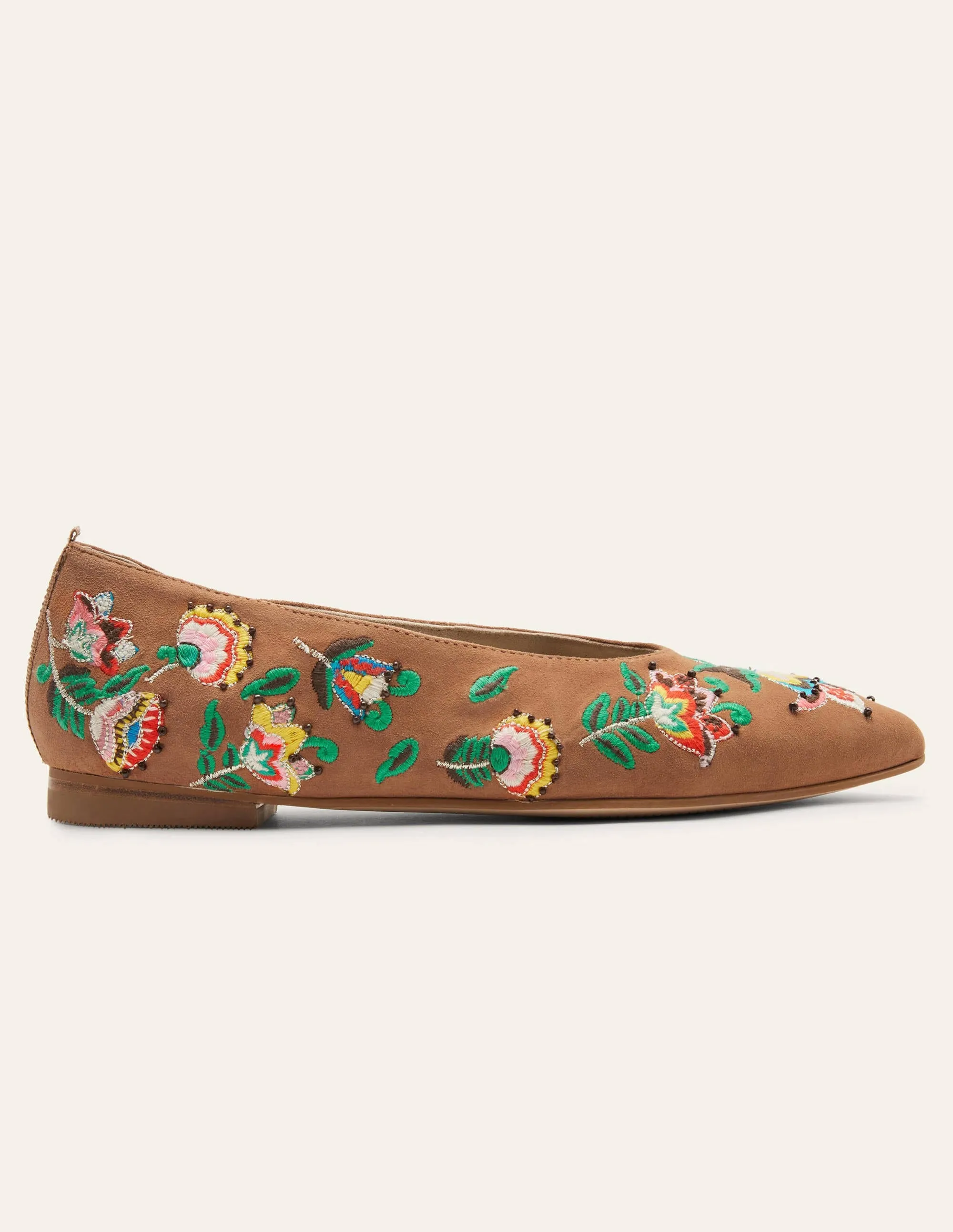 Catriona Ballerinas-Tan Embroidered