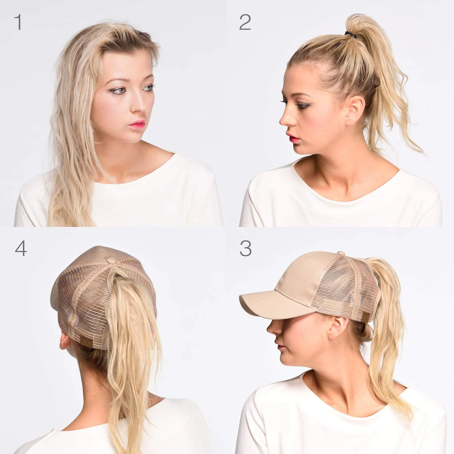 C.C Exclusives Hatsandscarf Washed Distressed Cotton Denim Ponytail Hat Adjustable Baseball Cap (BT-14)