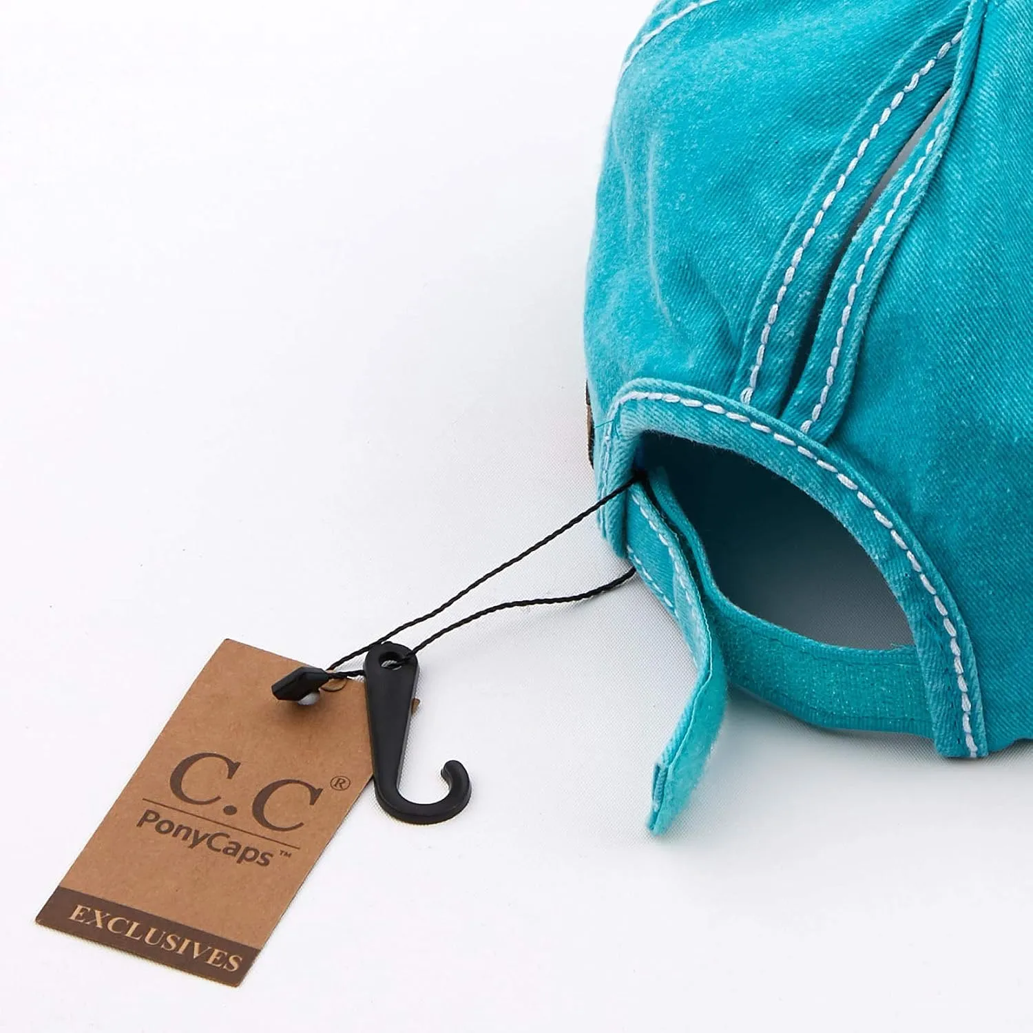 C.C Exclusives Hatsandscarf Washed Distressed Cotton Denim Ponytail Hat Adjustable Baseball Cap (BT-14)