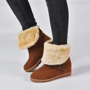 Chicvane New Autumn Winter Suede Round Toe Faux Fur Slip-On Flat Sandals