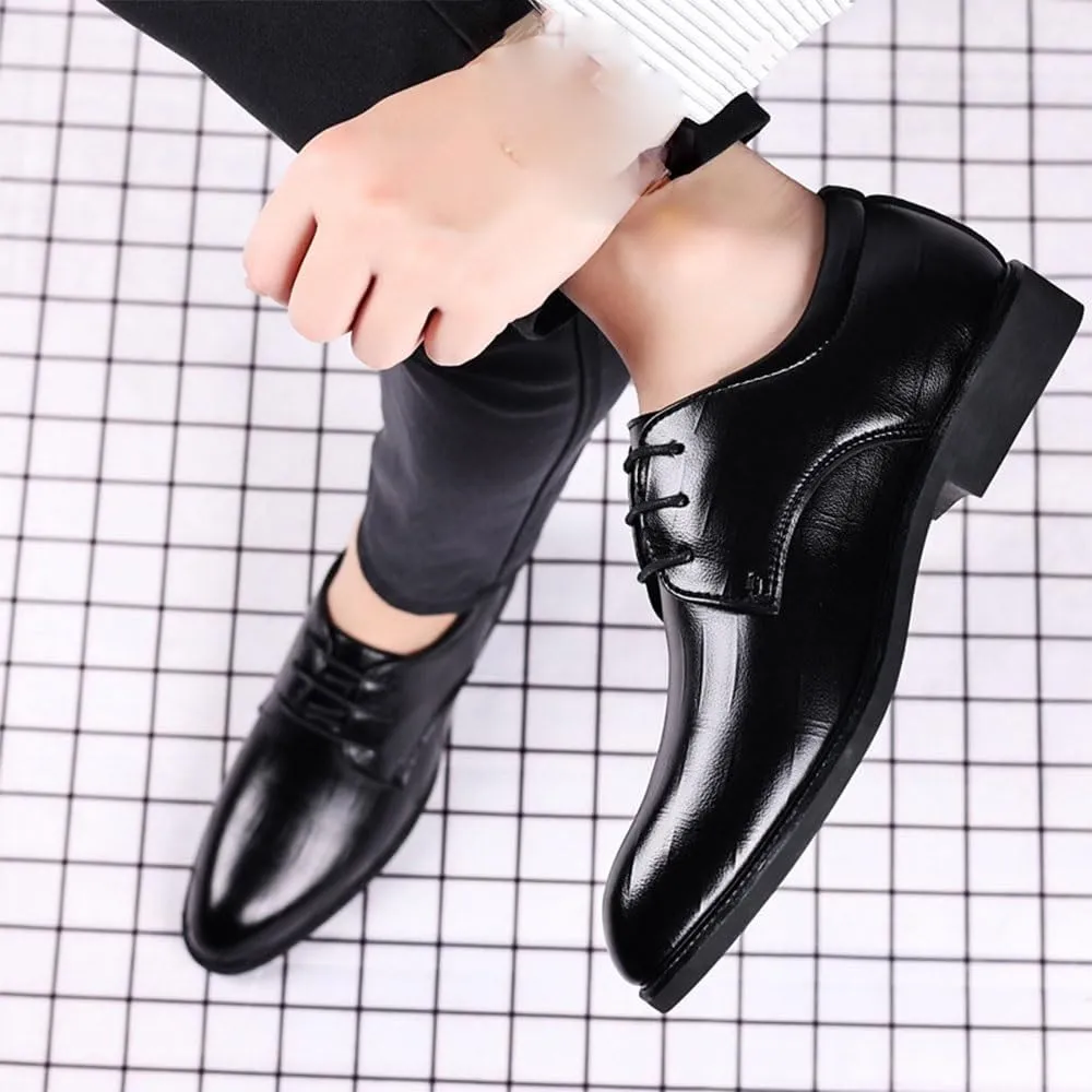 Comfort Orthopedic Mens Formal Shoes Italian Leather Lace-up Wingtip Business Working Office Slip Resistant Low Top Rubber Sole Non Slip Shoe