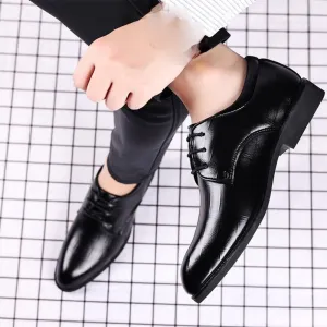 Comfort Orthopedic Mens Formal Shoes Italian Leather Lace-up Wingtip Business Working Office Slip Resistant Low Top Rubber Sole Non Slip Shoe
