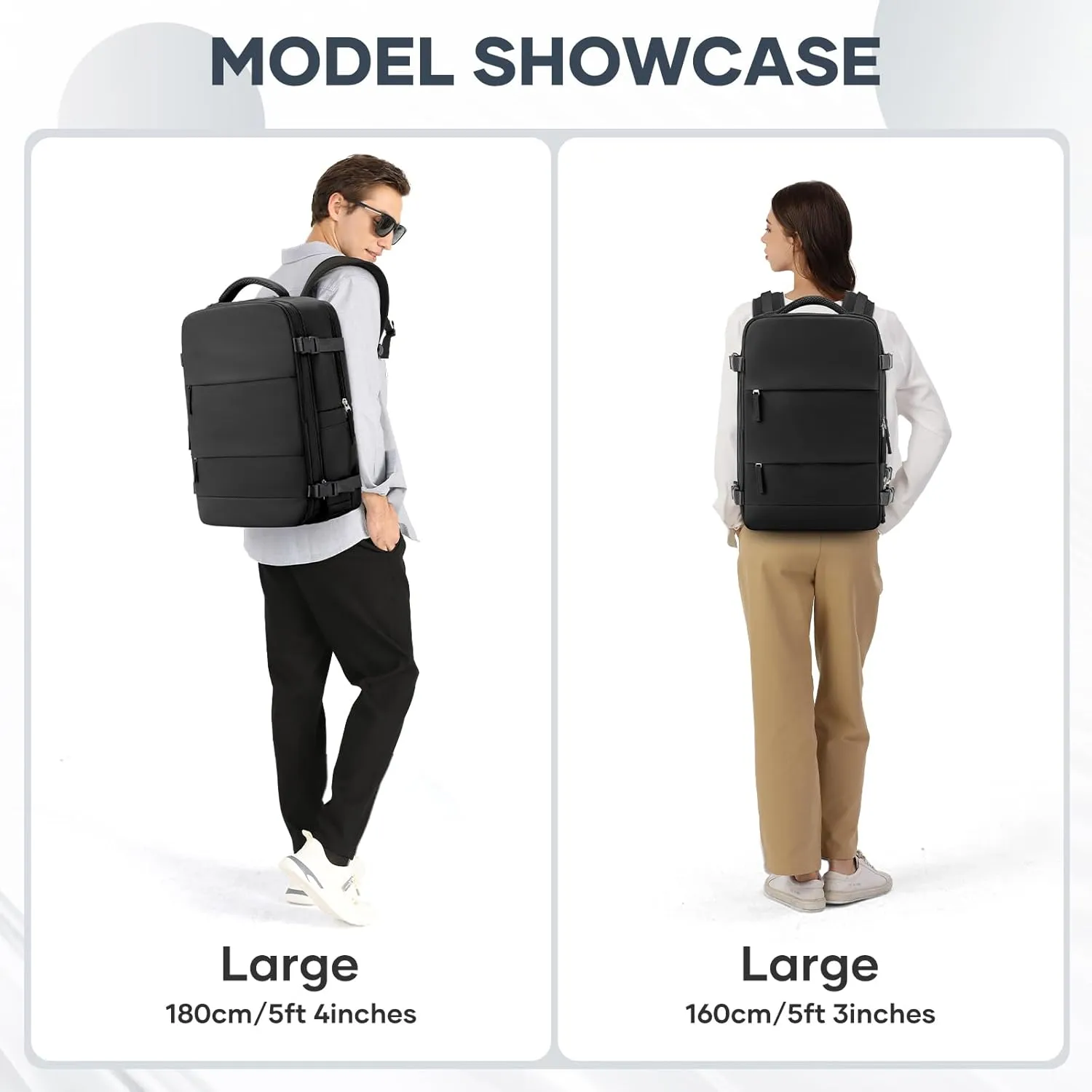 coowoz Large Travel Backpack For Women Men,Carry On Backpack,Hiking Backpack Waterproof Outdoor Sports Rucksack Casual Daypack Travel EssentialsBlack