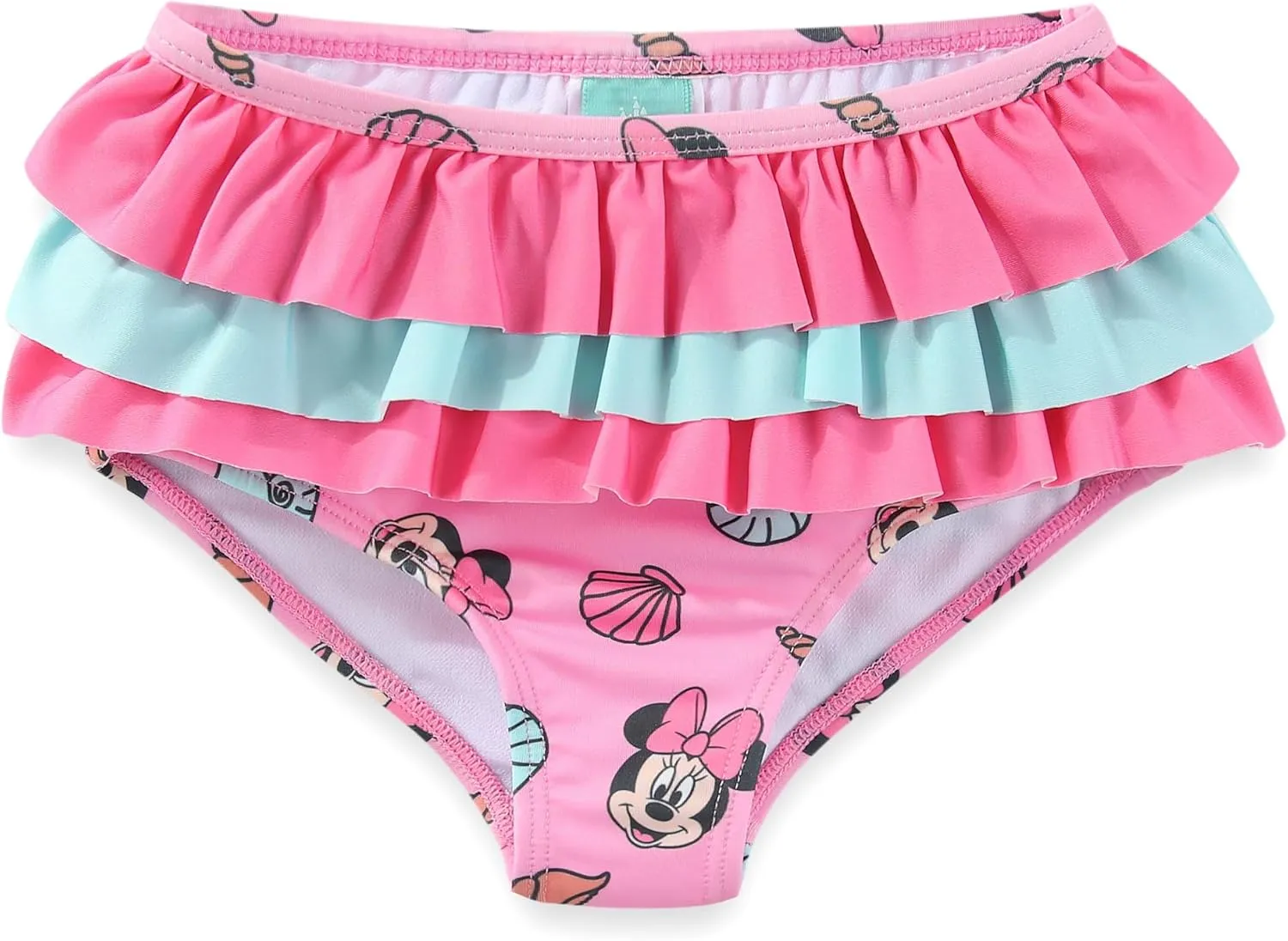 Disney Baby Girls Minnie Mouse UPF 50  Rash Guard, Bikini Bottom, & Hat 3-Piece Swimsuit Set for Infants