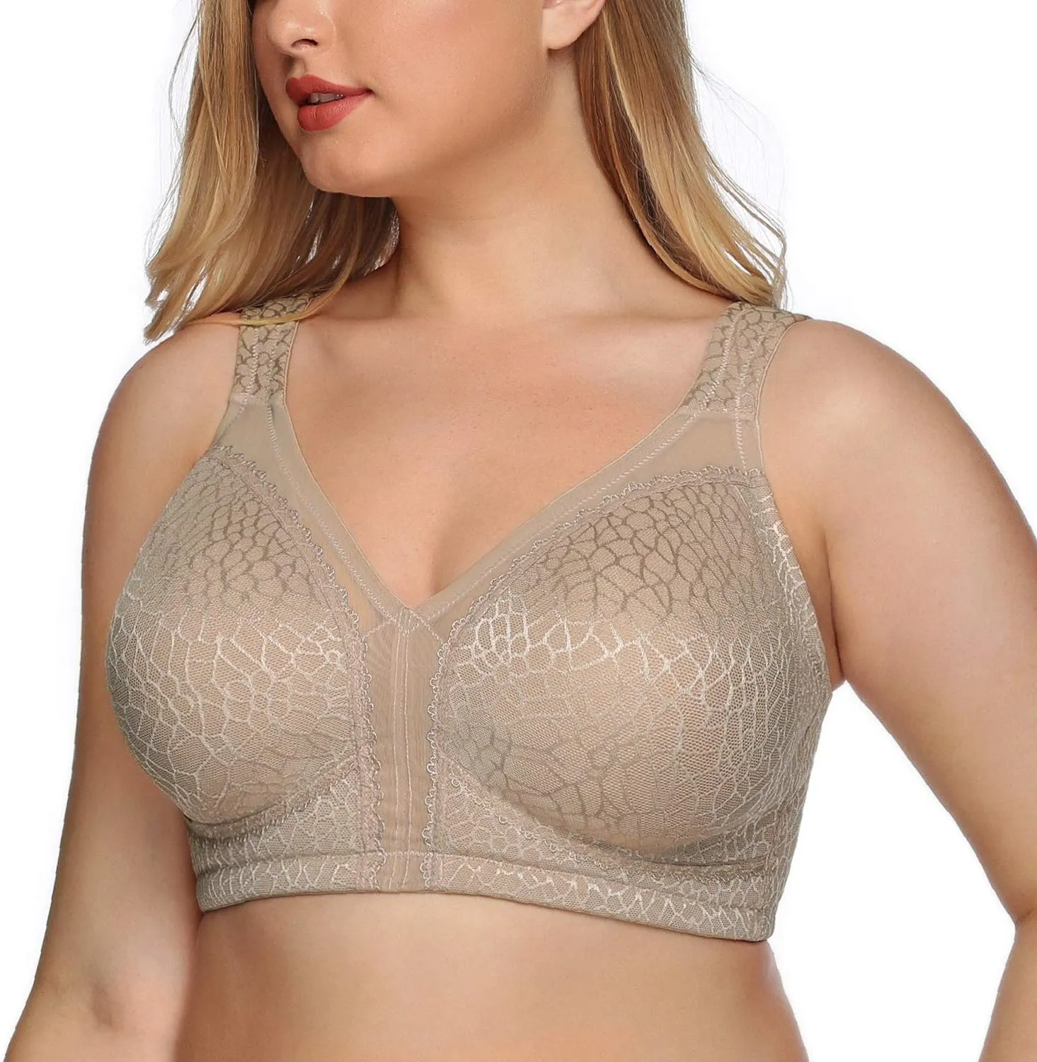 DotVol Women's Full Figure Minimizer Bras Comfort Large Busts Wirefree Non Padded Plus Size Bra