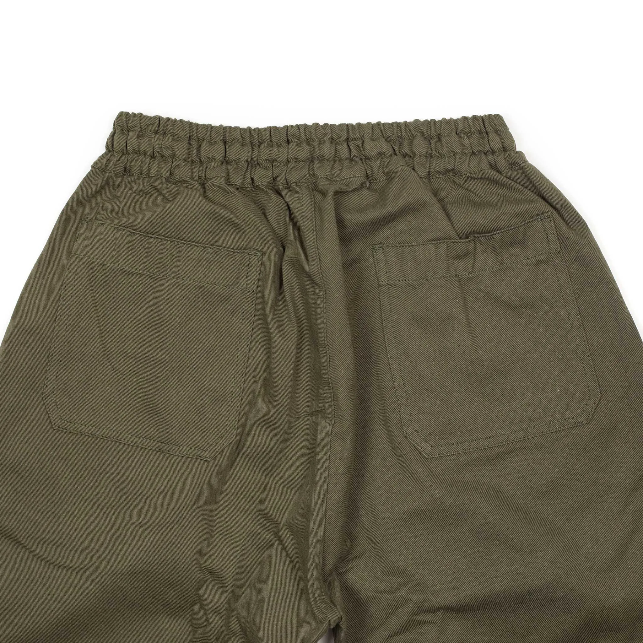 Drawstring Deck trousers in olive cotton twill