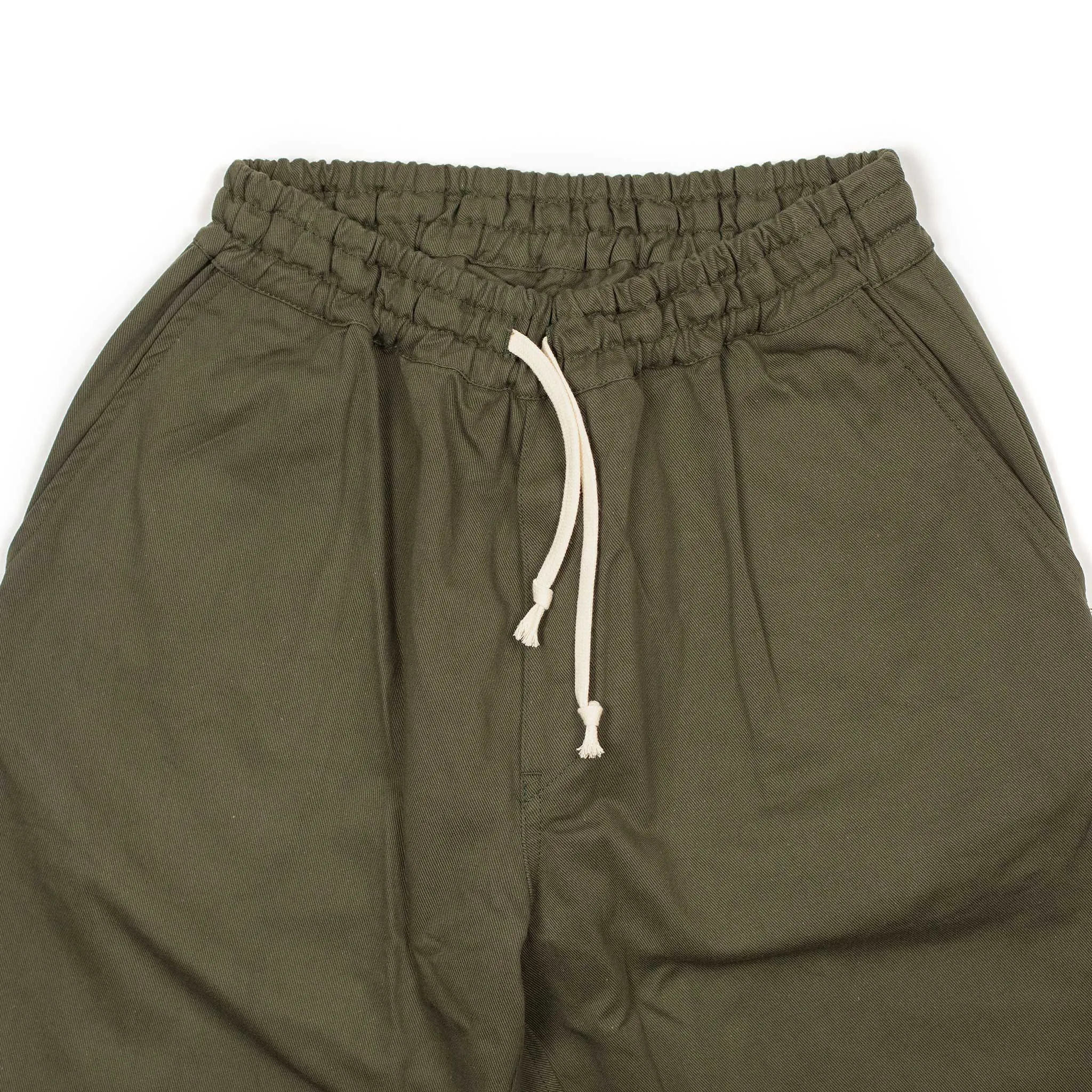 Drawstring Deck trousers in olive cotton twill