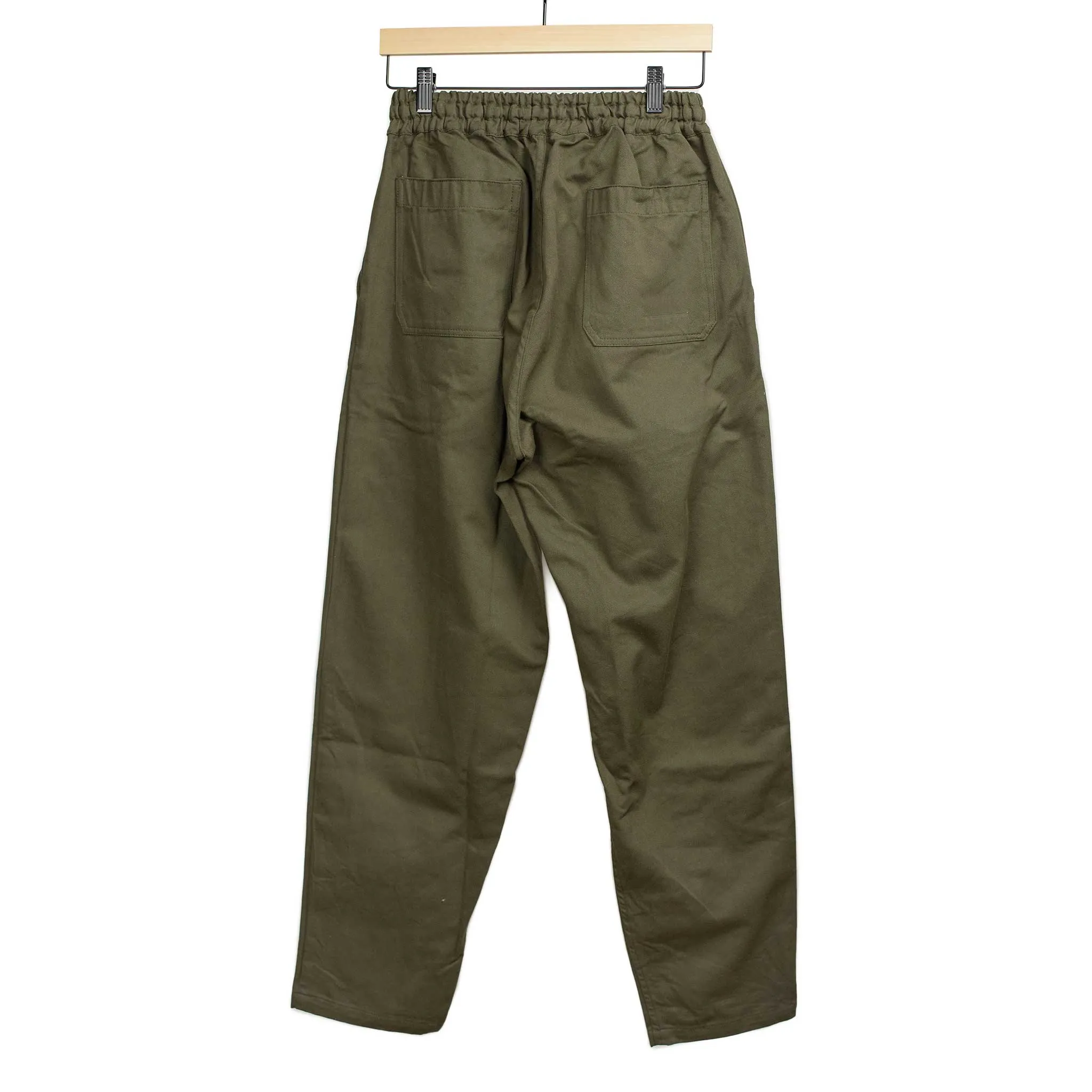 Drawstring Deck trousers in olive cotton twill