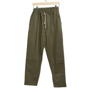 Drawstring Deck trousers in olive cotton twill