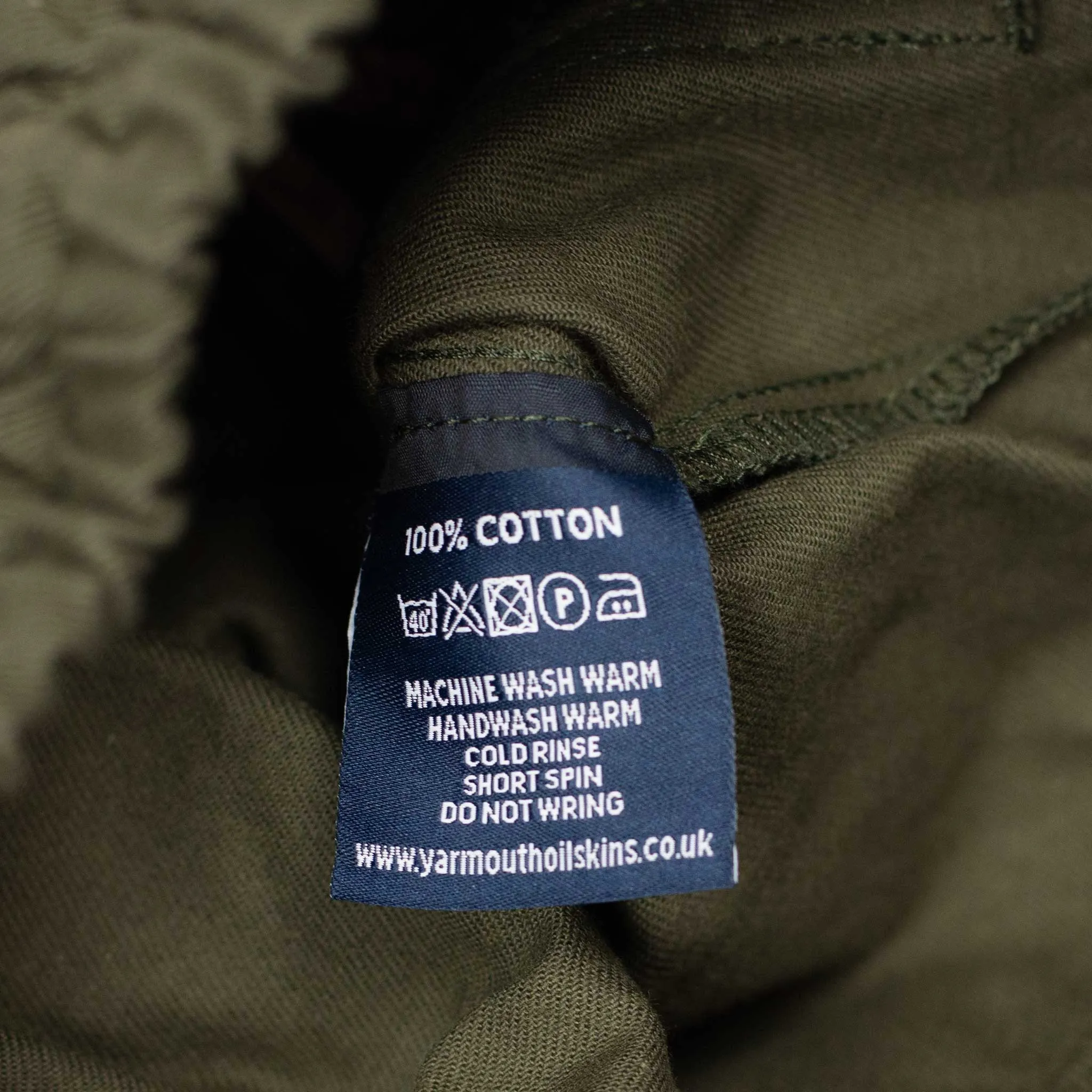 Drawstring Deck trousers in olive cotton twill