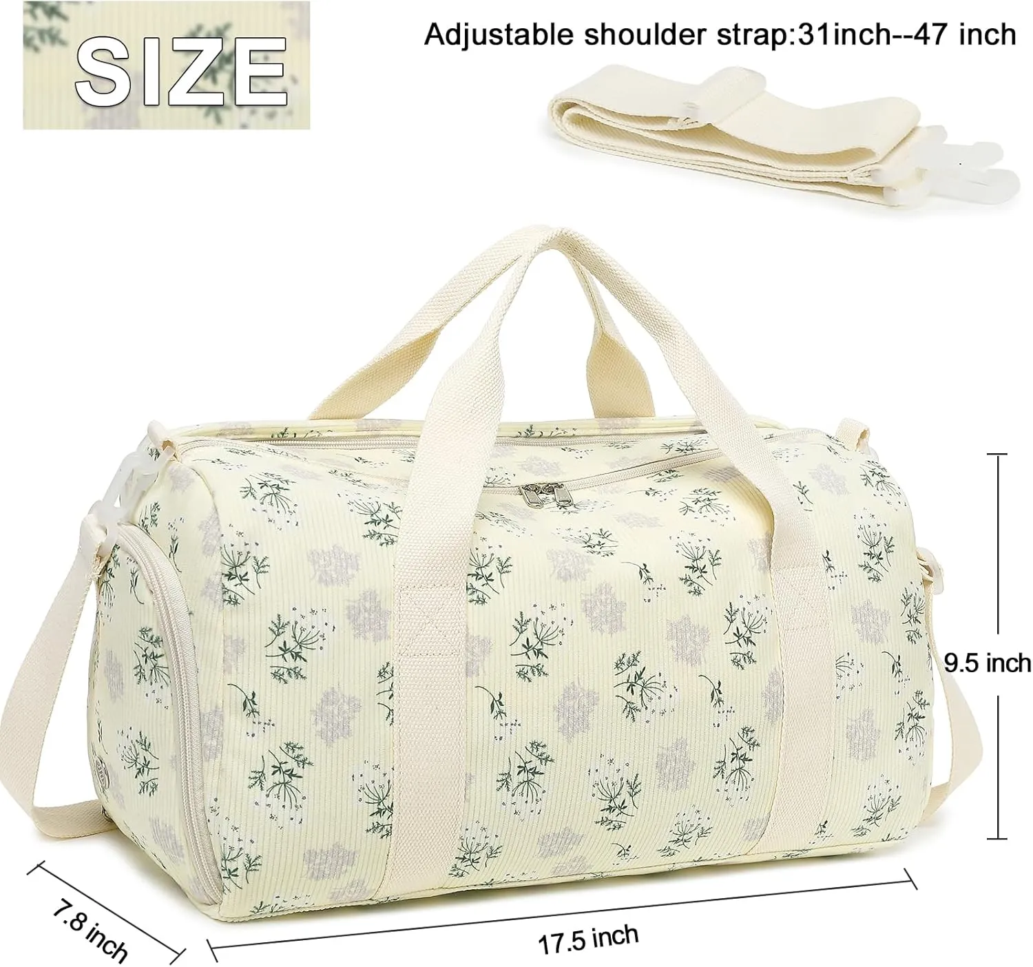 Duffle Bag for Gym Sports Women Girls Workout Travel Bag Weekender with Shoe Compartment and Wet Pocket