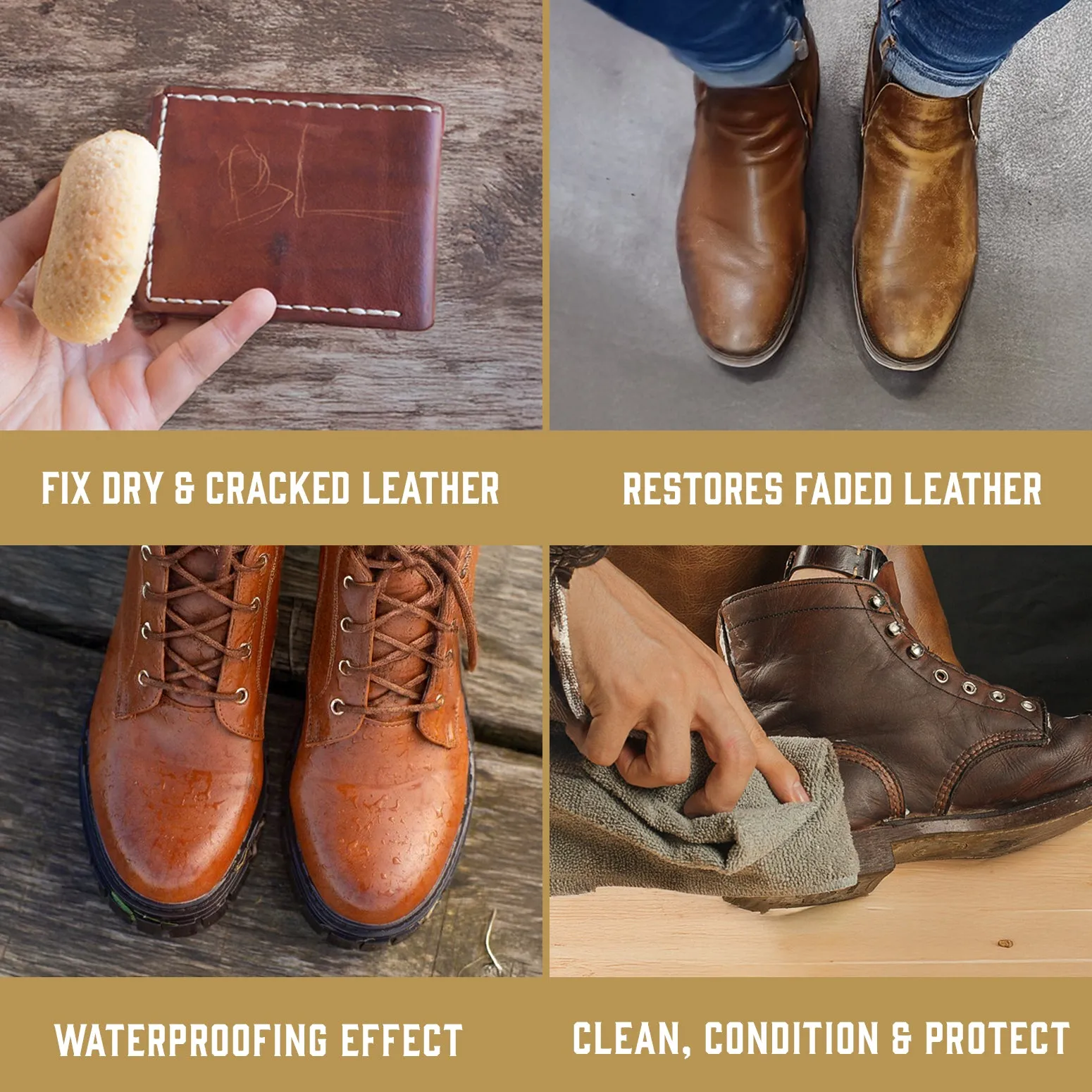 Eagle Leather Boot Care Kit – Mink Oil, Saddle Soap for Leather, Applicators & Cloth – Leather Care Kit, Boot Leather Care Kit, Leather Shoe Care Kit for Cowboy Boots, Work Boots, Shoes, and Tack